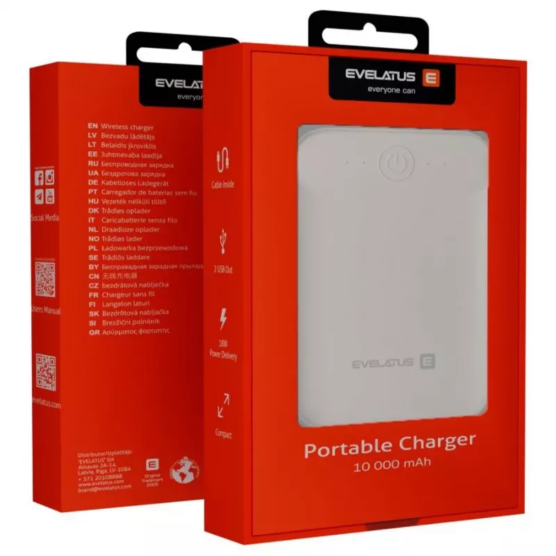 Evelatus Power Bank EPB07 10000 mAh Weiß