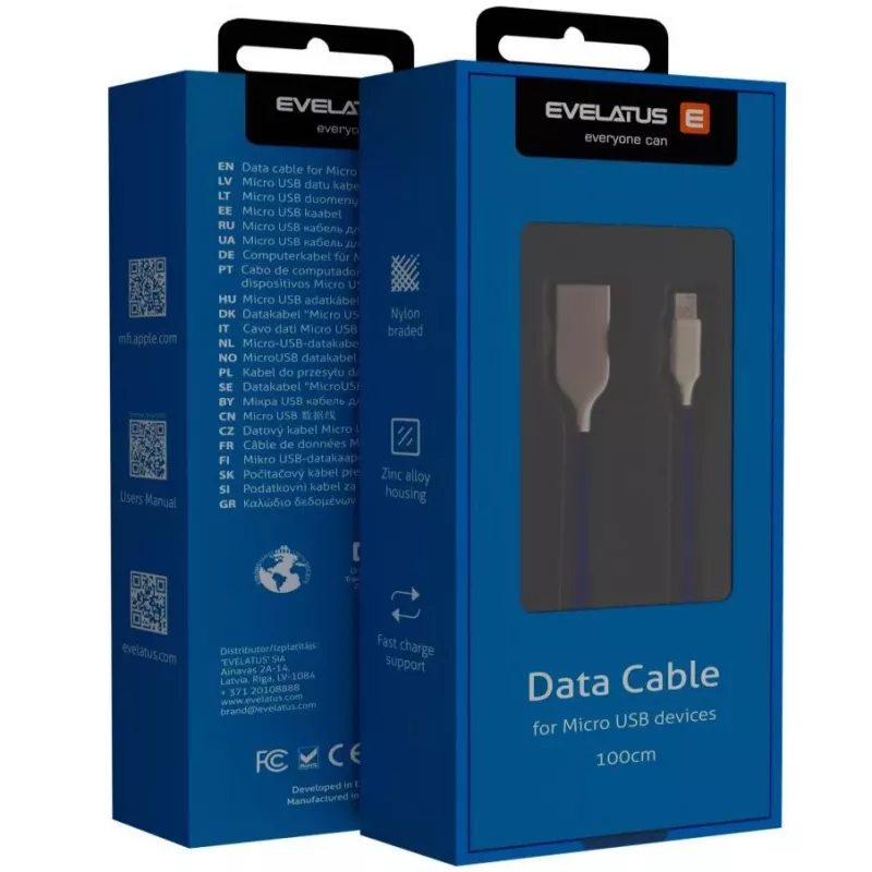 Evelatus Micro-USB-Kabel EDC04 Blau 1m