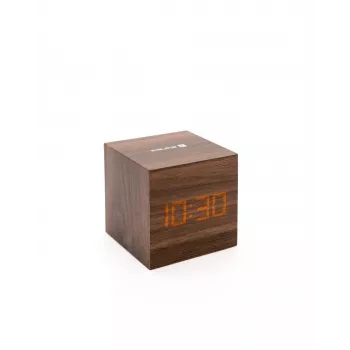 Evelatus Multifunktionsuhr EMC02 Holz - Digitale LED Wecker mit Temperaturanzeige, braune Holzmaserung