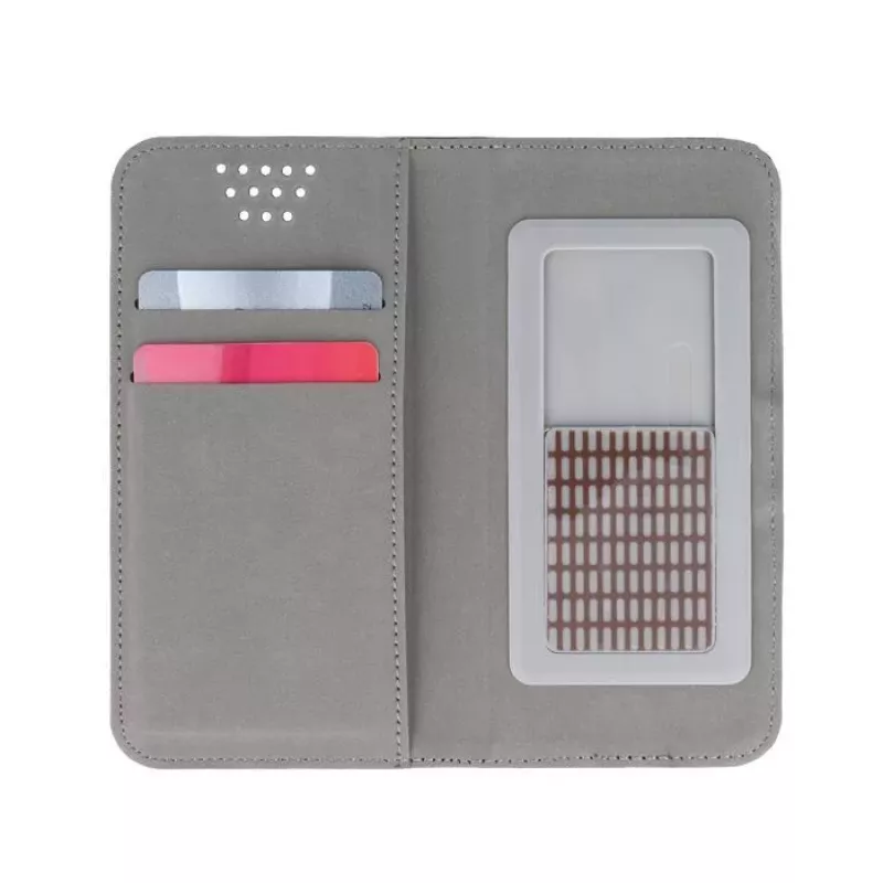 iLike Universal Magnet Case für 5,5-5,7 Zoll Smartphones, Flip Wallet mit Kartenfächern und Standfuß, Gold