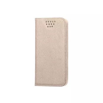 iLike Universal Magnet Case für 5,5-5,7 Zoll Smartphones, Flip Wallet mit Kartenfächern und Standfuß, Gold