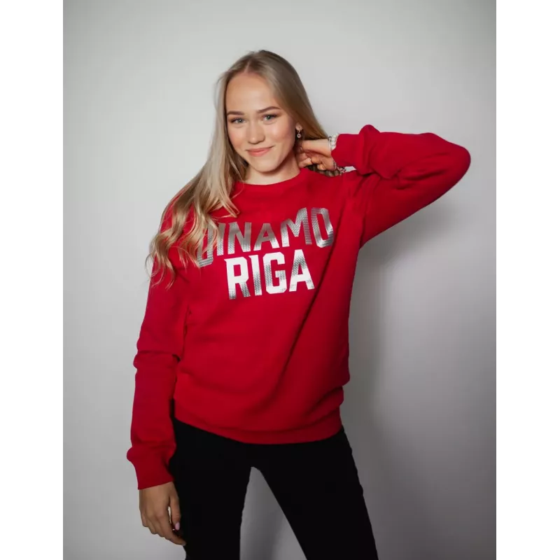 Dinamo Damen-T-Shirt L DINAMO mit rotem Metallic-Druck Weiß