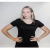 DINAMO Damen-T-Shirt mit schwarzem Metallic-Print XS Schwarz