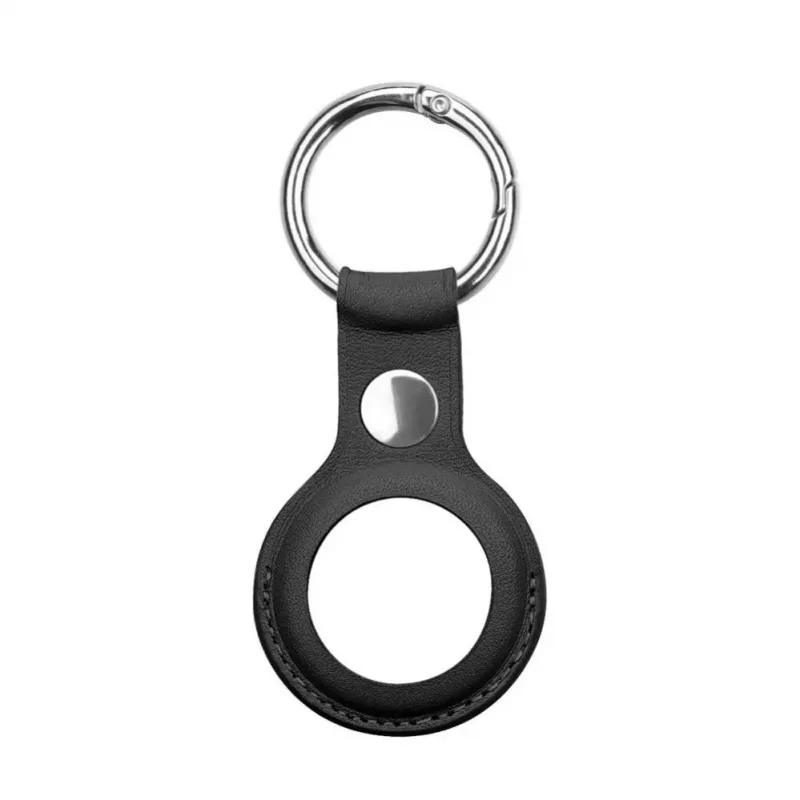 iLike AirTag PU Leder Schlüsselring Etui Schwarz