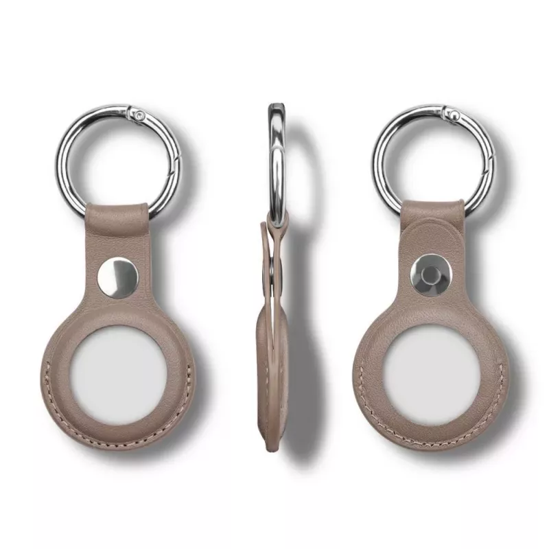 iLike AirTag PU-Leder Schlüsselring Schlüsselanhänger-Etui Dunkelbraun