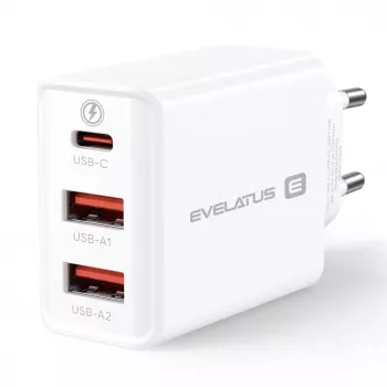 Evelatus ETC06 Reiseladegerät EU-Wand 3 Ports 32W USB-C / USB-A2 Weiß