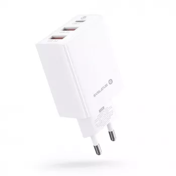Evelatus ETC06 Reiseladegerät EU-Wand 3 Ports 32W USB-C / USB-A2 Weiß