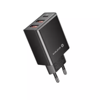 EVELATUS Travel Charger EU Wall 3 Ports 32W USB-C / USB-A2 ETC06 Black