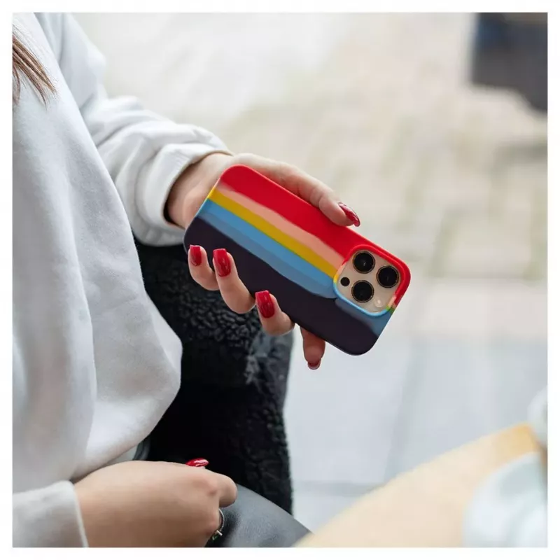Evelatus Apple iPhone 13 Pro Max Silikonhülle Mehrfarbig Regenbogen