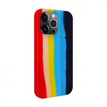 Evelatus Apple iPhone 14 Pro Silikonhülle Mehrfarbig Regenbogen