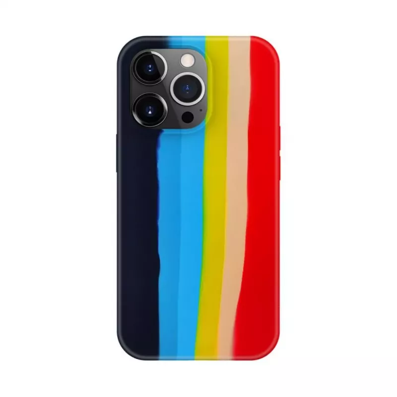 Evelatus Apple iPhone 14 Pro Max Silikonhülle Mehrfarbig Regenbogen
