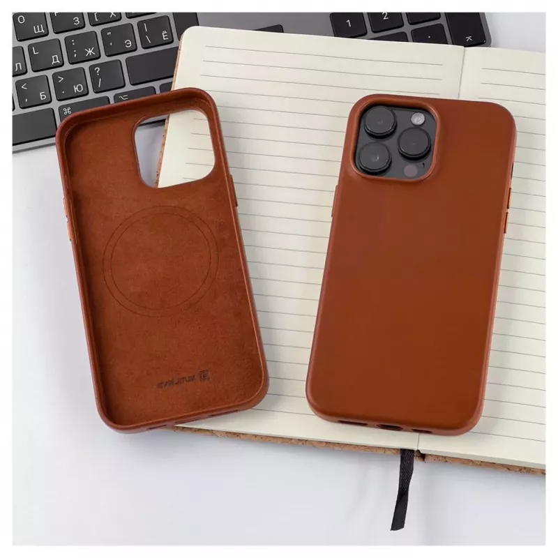 Evelatus Apple iPhone 14 Pro Max Genuine Leather Case with MagSafe Braun