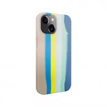 Evelatus Apple iPhone 15 Silikonhülle Mehrfarbig Blau Pink