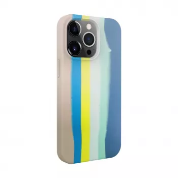 Evelatus Apple iPhone 15 Pro Silikonhülle Mehrfarbig Blau Pink