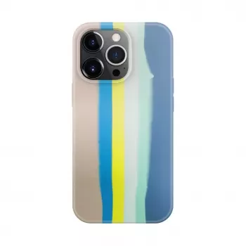 Evelatus Apple iPhone 15 Pro Max Silikonhülle Mehrfarbig Blau Pink