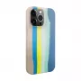 Evelatus Apple iPhone 15 Pro Max Silikonhülle Mehrfarbig Blau Pink