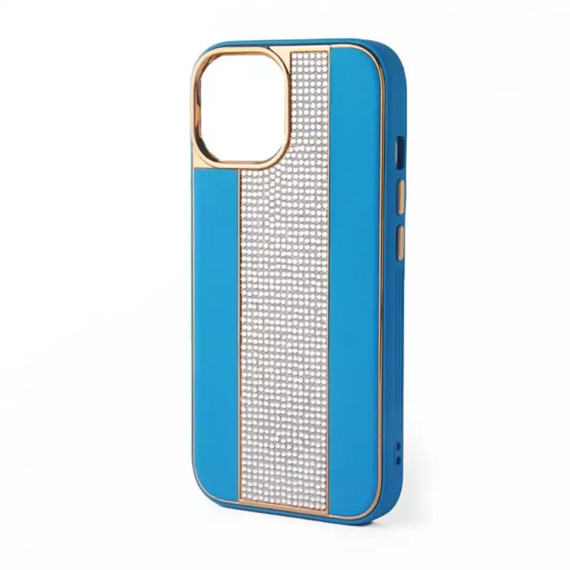 iLike Apple iPhone 15 Pro Diamonds and Leather Case Blau