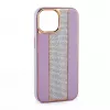 iLike Apple iPhone 15 Pro Max Diamonds and Leather Case Pink Sand