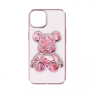 iLike Apple iPhone 14 Silicone Case Print Desire Bear Pink