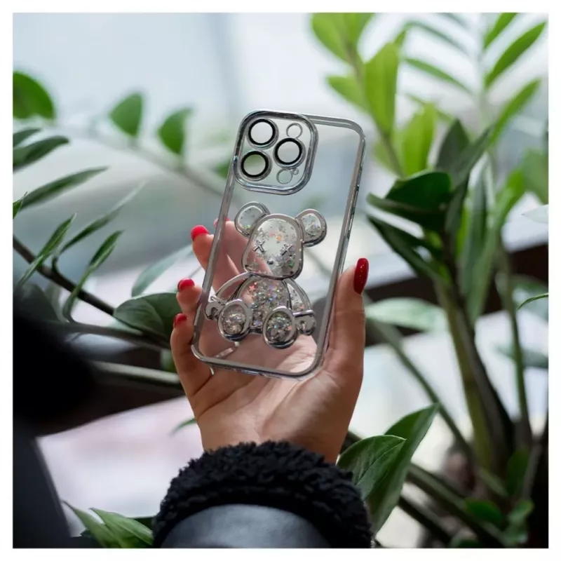 iLike Apple iPhone 14 Pro Silikonhülle Print Desire Bear Silber