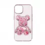 iLike Apple iPhone 15 Silicone Case Print Desire Bear Pink
