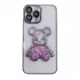 iLike Apple iPhone 15 Pro Silikonhülle Print Desire Bear Lila