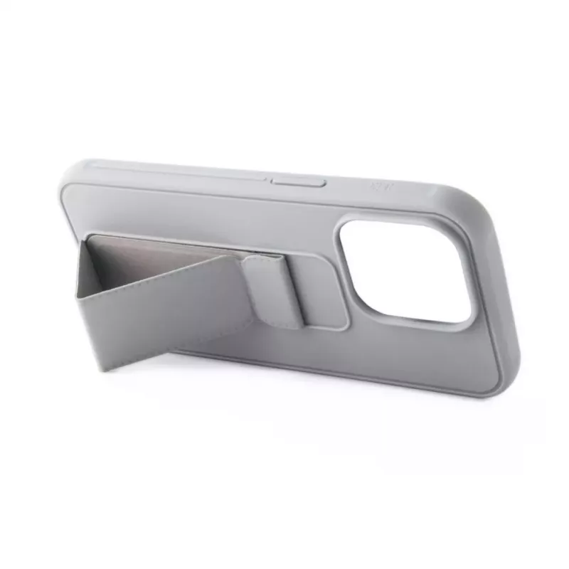iLike Apple iPhone 15 Silikonhülle mit Standfuß Silber