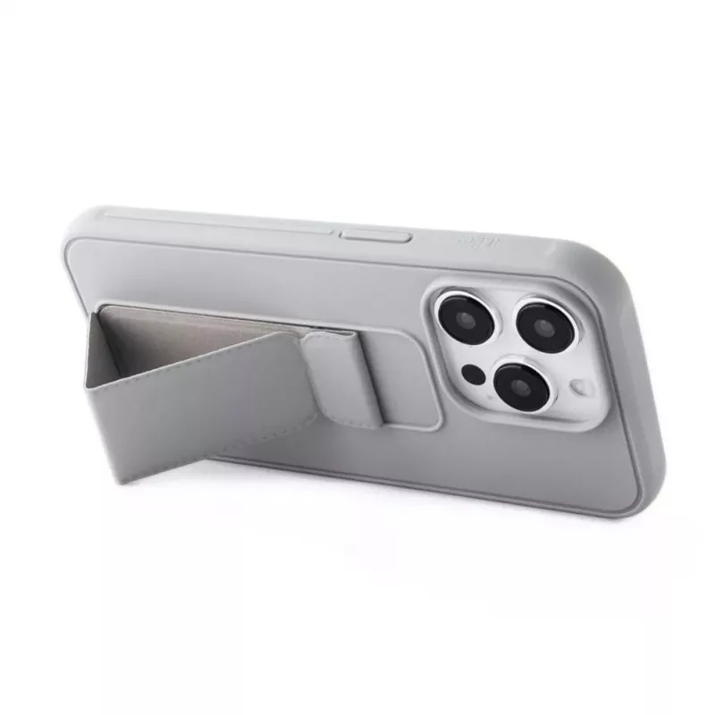 iLike Apple iPhone 15 Pro Silikonhülle mit Standfuß Silber