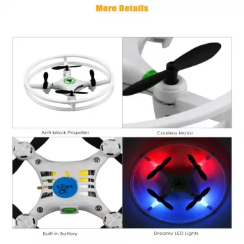 iLike Phantom Quadcopter Drone 360° (HC615) mit Fernsteuerung 2,4 GHz, USB-Ladung, 6-Achsen-Gyro, 4 Kanäle - Weiß