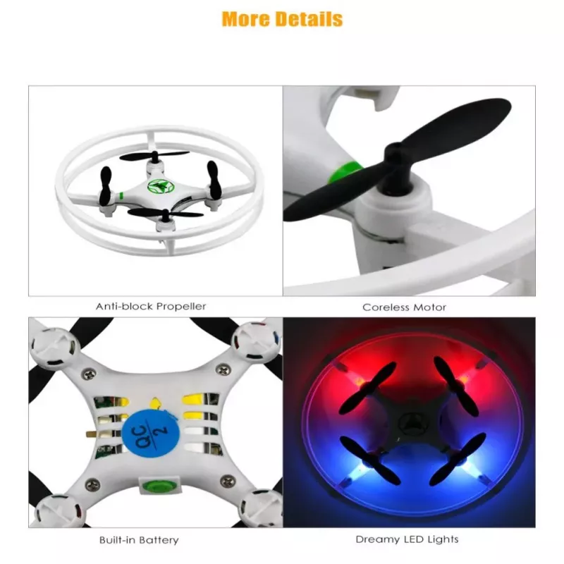 iLike Phantom Quadcopter Drone 360° (HC615) mit Fernsteuerung 2,4 GHz, USB-Ladung, 6-Achsen-Gyro, 4 Kanäle - Weiß