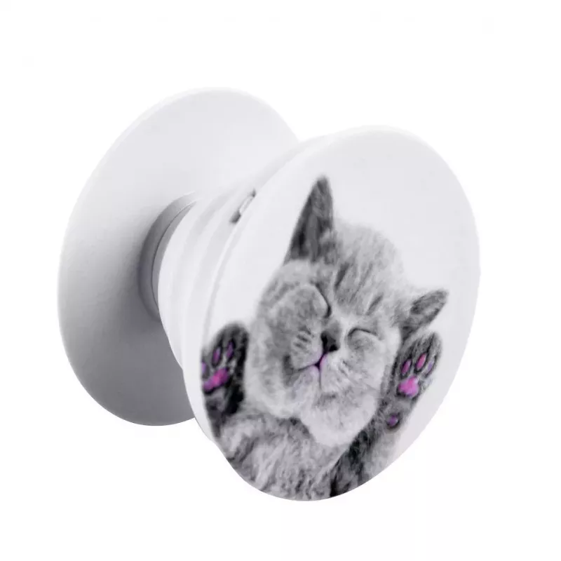 iLike Universal Pop Holder Cat - Grey Phone Grip & Stand