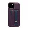 iLike Apple iPhone 15 Leder-Taschen-Ständer-Hülle Lila