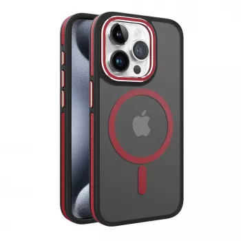 iLike Apple iPhone 15 Pro Max Dual Metal Frame Magsafe Case Rot