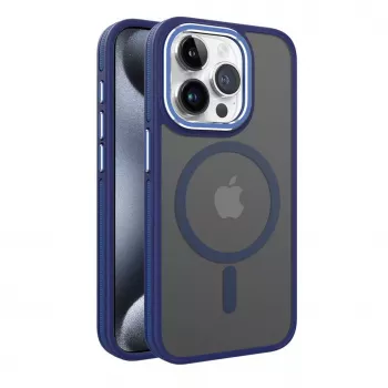 iLike Apple iPhone 15 Dual Metal Frame MagSafe Case Blau