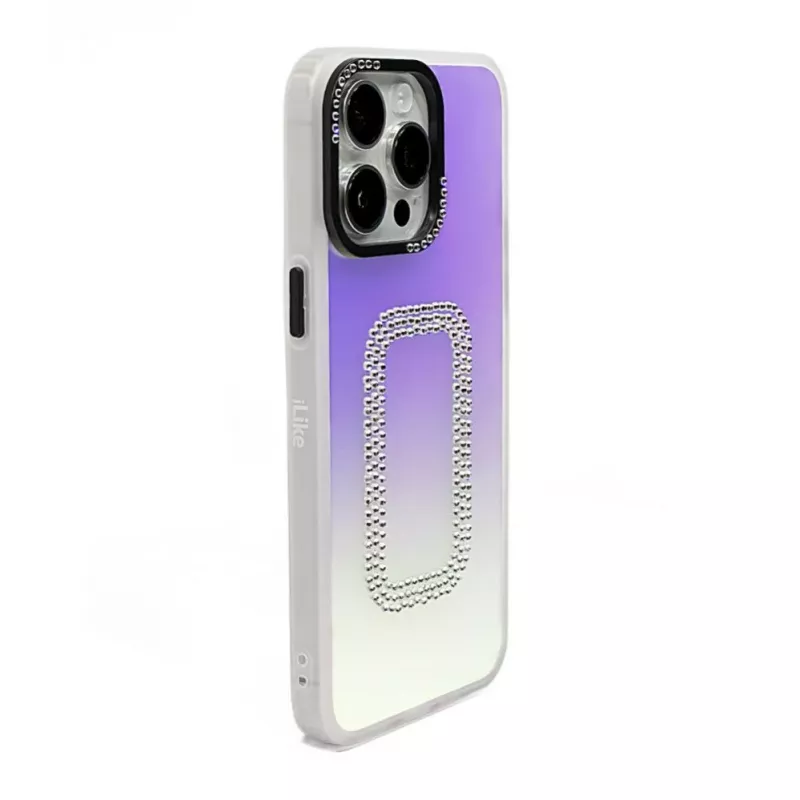 iLike Apple iPhone 15 Pro Laser Shell Square Back Cover - Iridescent Clear