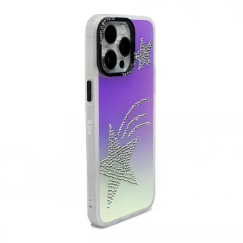 iLike Apple iPhone 15 Pro Laser Shell Star Back Cover - Transparent mit schillernden Sternen