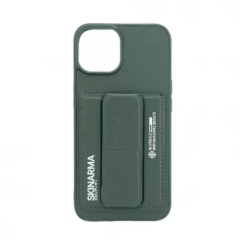 iLike Apple iPhone 15 Leder-Tasche mit verstecktem Fach und Standfuß Grün