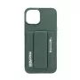 iLike Apple iPhone 15 Leder-Tasche mit verstecktem Fach und Standfuß Grün