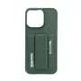 iLike Apple iPhone 15 Pro Leder-Tasche mit verstecktem Fach und Standfuß Grün
