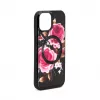 Evelatus Apple iPhone 14 Lederhülle Reißverschluss-Design Blume Schwarz