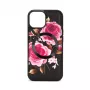 Evelatus Apple iPhone 14 Lederhülle Reißverschluss-Design Blume Schwarz