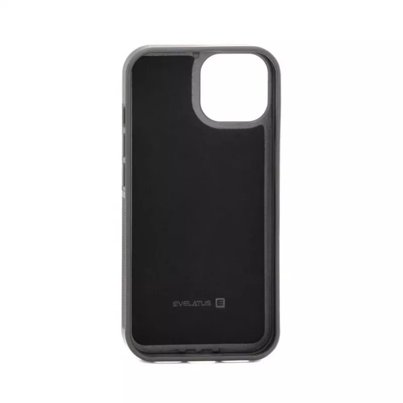 Evelatus Apple iPhone 15 Lederetui Reißverschluss-Design Blume Schwarz