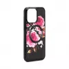 Evelatus Apple iPhone 15 Pro Lederetui Reißverschluss-Design Blume Schwarz