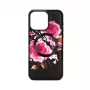 Evelatus Apple iPhone 15 Pro Lederetui Reißverschluss-Design Blume Schwarz
