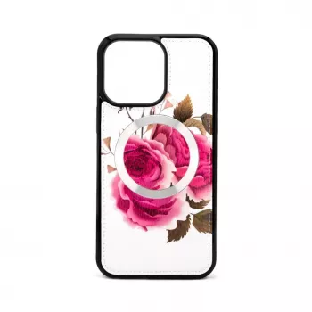 Evelatus Apple iPhone 14 Pro Lederetui mit Reißverschluss-Design Blumenweiß