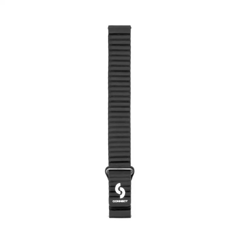 Connect 20mm Flat Head Leder-Silikon Loop Magnetisches Armband (130mm M/L) Schwarz