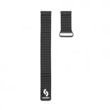 Connect 20mm Flat Head Leder-Silikon Loop Magnetisches Armband (130mm M/L) Schwarz