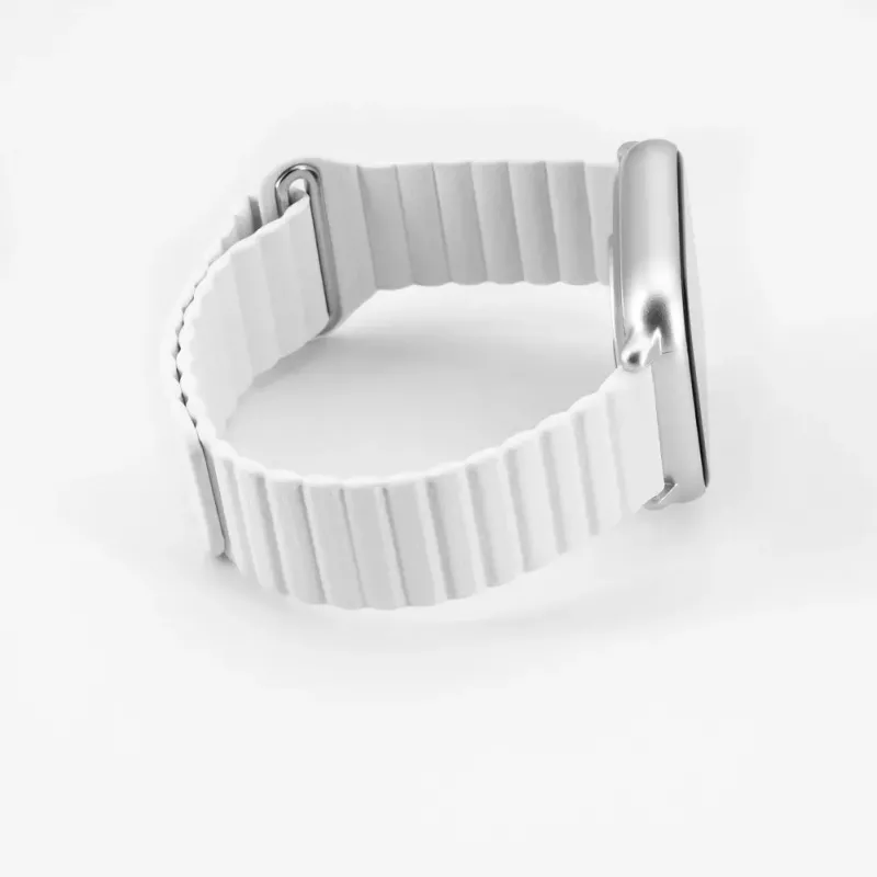 Connect 20mm Flat Head Leder-Silikon Loop Magnetisches Armband (130mm M/L) Weiß