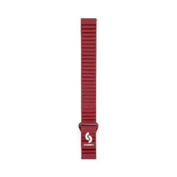 Connect 20mm Flat Head Leder-Silikon Loop Magnetisches Armband (130mm M/L) Weinrot