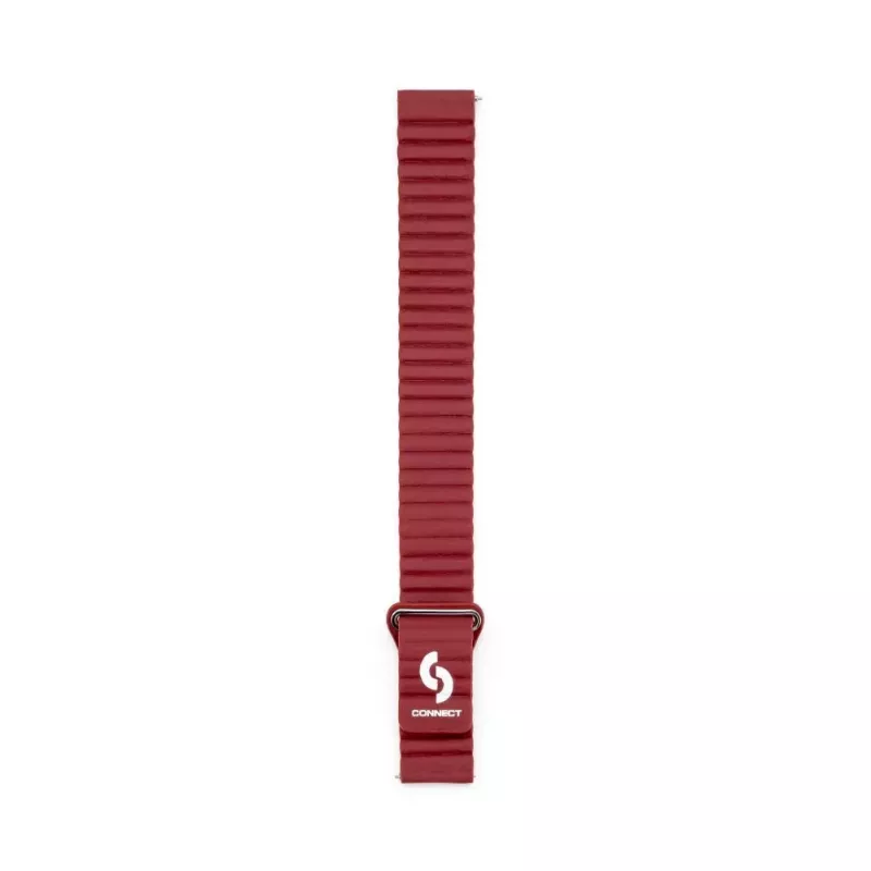 Connect 20mm Flat Head Leder-Silikon Loop Magnetisches Armband (130mm M/L) Weinrot